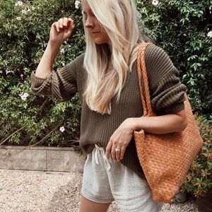 Jenni Kayne NWT Cotton Cabin Sweater Sage